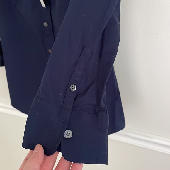 NWT JCrew Haberdashery Navy Button Down Shirt with 3/4 Length Sleeves - Picture 5 of 6